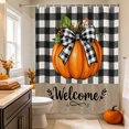 thumbnail image 6 of Orange Pumpkin Fall Shower Curtains for Bathroom, Welcome Thanksgiving Black Plaid Waterproof Fabric Shower Curtain, Decorative Bathroom Curtain for Bathtub, 72"x72", No Hooks Included, 6 of 9