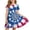 F, variant on Virmaxy 4-13 Years Tie Dye Print 4th of July Pleated Dress Summer Patriotic Short Sleeve Crew Neck Holiday Dress for Casual and Party Wear