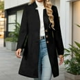 thumbnail image 4 of Arlun Womens Wool Coats Solid Color Mid-Long Stand Collar Overcoats 2025 Winter Fashion Double Pea Coat Business Casual Loose Long Sleeve Outwear Clothes Black M, 4 of 7