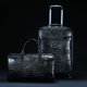 thumbnail image 4 of Equipaje de viaje de cuero genuino con patrón de cocodrilo, bolso, mochila, maleta con ruedas de piel de vaca de primera capa para hombre, estuche de embarque, 4 of 4