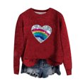 thumbnail image 4 of Women's Sweaters Heart Printed Trendy Long Sleeve Drop Shoulder Knitted Sweaters Loose Casual Crew Neck Love Cute Sweatshirts Comfy Soft Valentines Outfits, 4 of 6