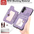 thumbnail image 2 of Phone Case for Samsung Galaxy A54 5G Wallet Cover with Tempered Glass Screen Protector and Wrist Strap Lanyard RFID Credit Card Holder Ring Stand Cell Accessories A 54 54A SM A546U 2023 Women Purple, 2 of 14
