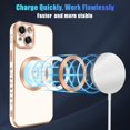 thumbnail image 3 of Compatible with iPhone 13 Case Magsafe, Cute Heart Pattern Luxury Plating Full Camera Lens Protection Magnetic Case for iPhone 13 for Women Girl-White, 3 of 13