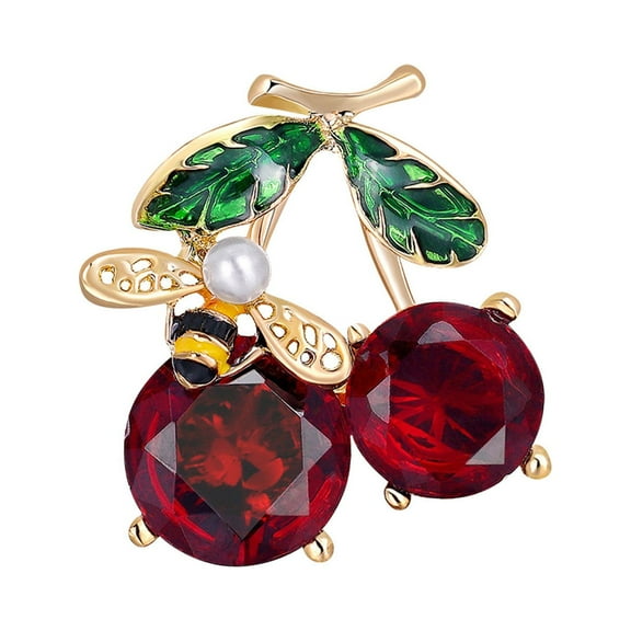 Dengmore Brooches Crystal Che-rry Brooch Generous Versatile Clothing Party Dinner Party Dance Performance