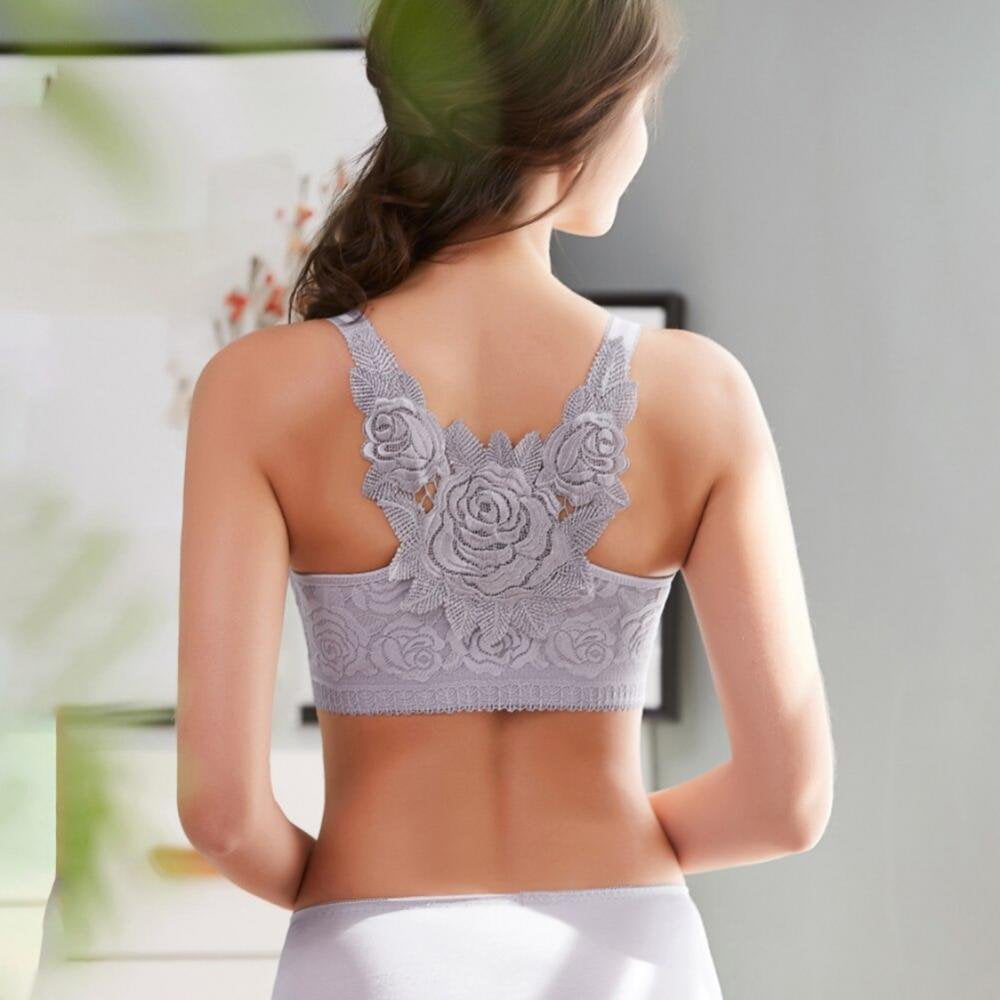 CNKOO Clearance!Women's Front Closure Thin Cup Bra Flower Lace