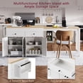 thumbnail image 4 of 74.5 inch Kitchen Island with Extendable Dining Table , Rolling Kitchen Island on Wheels with Spice Rack and 2 Drawers,  Kitchen Storage Cart with 4 Door Cabinet, for Kitchen, Dining Room, White, 4 of 8
