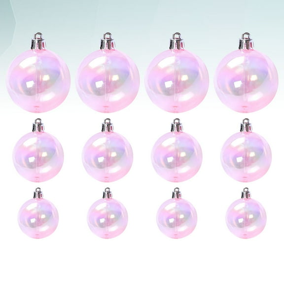 HEMOTON  12 Pcs Cake Ornament Ball Rainbow Topper Fairy Decorations Foam Balls Pink