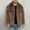 Brown, variant on Winter Coats for Men Warm Faux Furry Coat Jacket Turn Down Collar Outerwear Black L