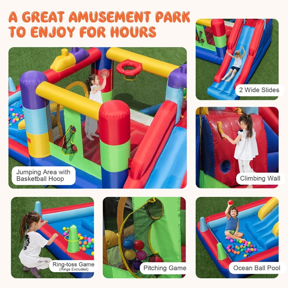 Aimee Lii Inflatable Bounce House with 680W Blower and Ball Pit, Playhouse for Kids Outdoor