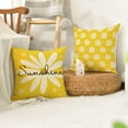 thumbnail image 5 of Hello Sunshine Yellow Throw Pillow Covers, 18 x 18 Inch Home Sweet Home Daisy Stripes Cushion Case for Sofa Couch Set of 4, 5 of 6