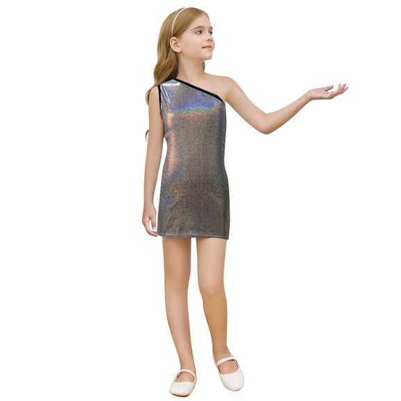 Landzoo Halloween Toddler Girls Dress Sequins One-Shoulder Boat Neck Beautiful Dresses For Girls Size 3-4 Years