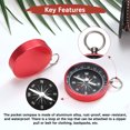thumbnail image 6 of Pocket Compass [2PCS] - Survival Sports Navigation Compass with Key Ring for Hiking & Camping - [Rose Red], 6 of 6