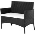 thumbnail image 6 of Patio Furniture Sets of 4, PE Rattan Conversation Furniture Set w/2pcs Arm Chairs 1pc Love Seat & Tempered Glass Coffee Table, Rattan Sofa Conversation Sets for Garden Backyard, Patio, Poolside., 6 of 9