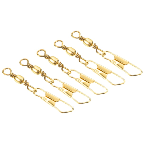 Conector de Carrete de Pesca con Clip de Seguridad, 15lb Terminal de Anillo Sólido de Acero al Carbono, Paquete de 50 Dorado