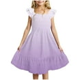 thumbnail image 2 of JUMEYU Big Girls Dresses Girls Summer Dress Square Neck Short Sleeve Crossover Waist Casual A-line Mini Dress Size 11-12 (Purple,11-12 Years), 2 of 6