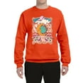 thumbnail image 2 of Wild Bobby Sun and Moon Groovy Vintage Daisy Flowers Stars Vintage Unisex Crewneck Sweatshirt, Orange, 3X-Large, 2 of 6