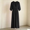 thumbnail image 6 of Guieoi Womens Summer Dresses Plus Size Cool and Moisture-Wicking Casual Cotton-Linen 3/4-Sleeve V-Neck Dress, 6 of 7