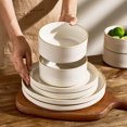 thumbnail image 4 of Famiware Star 12-Piece Dinnerware Set, Service for 4, White with Brown Rim, 4 of 6