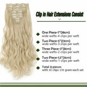 Benehair Clip in Hair Extensions Full Head Long Thick 8 Pieces Hair 18 Clips Curly Wavy Straight Hairpieces 100% Real Natural as Human Best Hair Set 26'' Straight Bleach Blonde