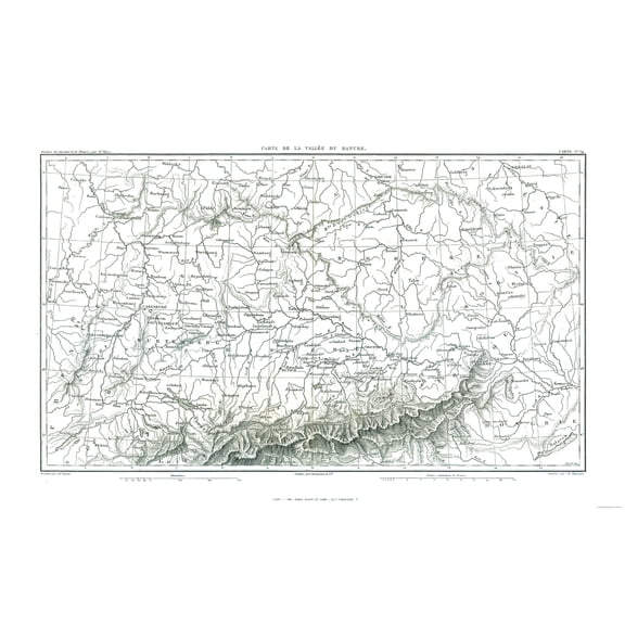 Historic Map - Danube Valley Germany - Thiers 1866 - Vintage Wall Art