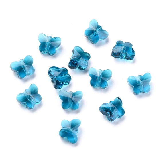 Transparent Glass Beads Faceted Butterfly Marine Blue 6.5x8x5.5mm Hole: 1mm