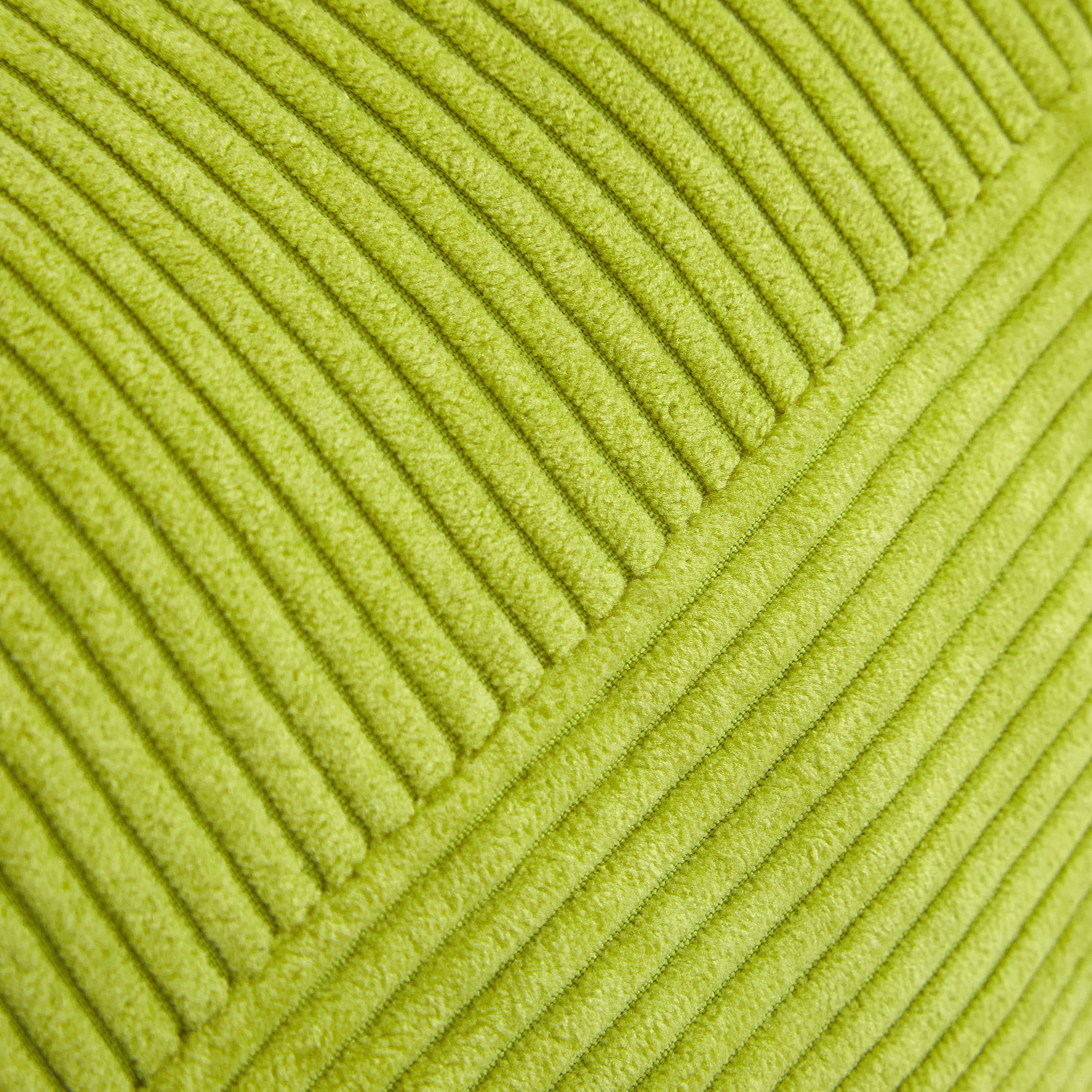 Mainstays Floor Cushion Decorative Pillow, Green Silk Ribbed Corduroy, 20 in x 20 in x 6 in