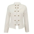 thumbnail image 4 of Baberdicy Women's Double Breasted Blazer - Summer Long Sleeve Tailored Stand Collar Jacket, Slim Fit Office Wear Lightweight Suit Coat (White | S), 4 of 9