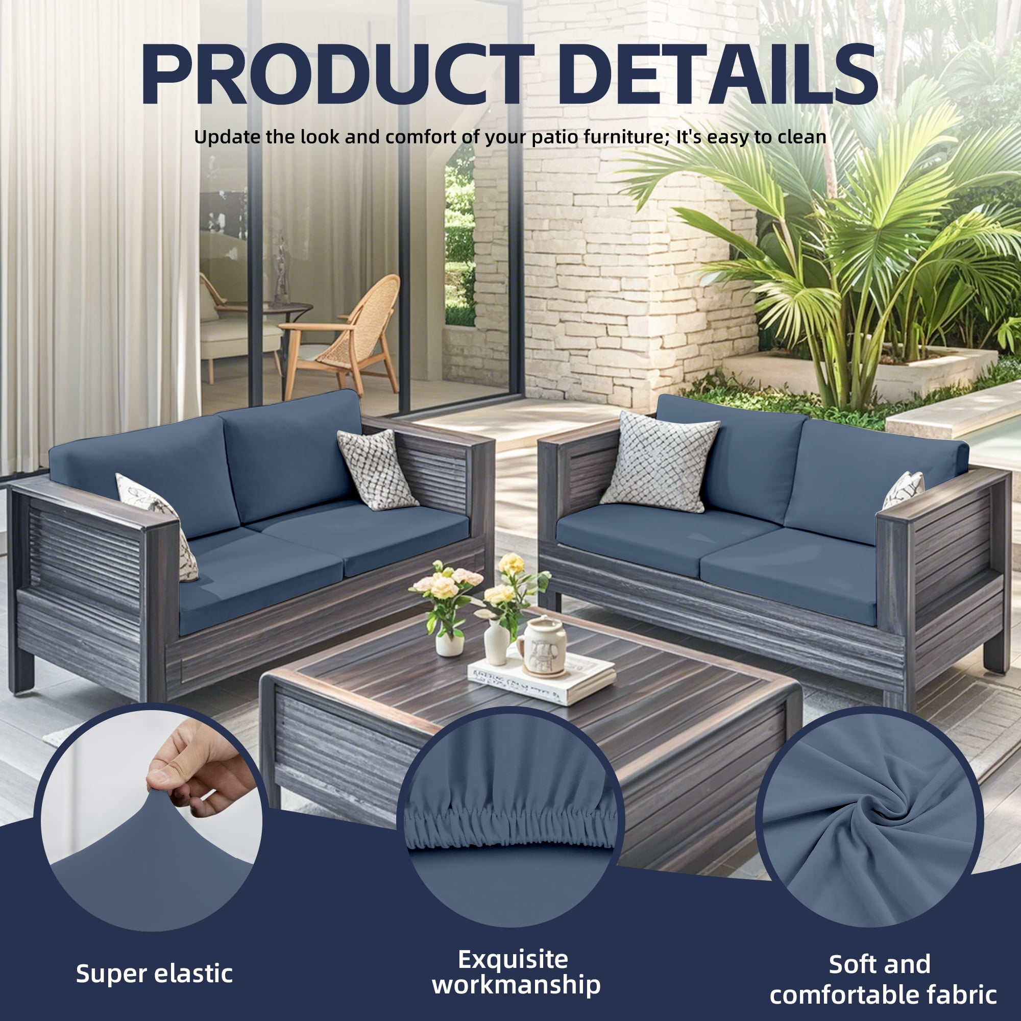 SUKAIKEQA 14PCS Outdoor Cushion Covers Set Replacement for Sofa Sectional Chair(Cover，Only)