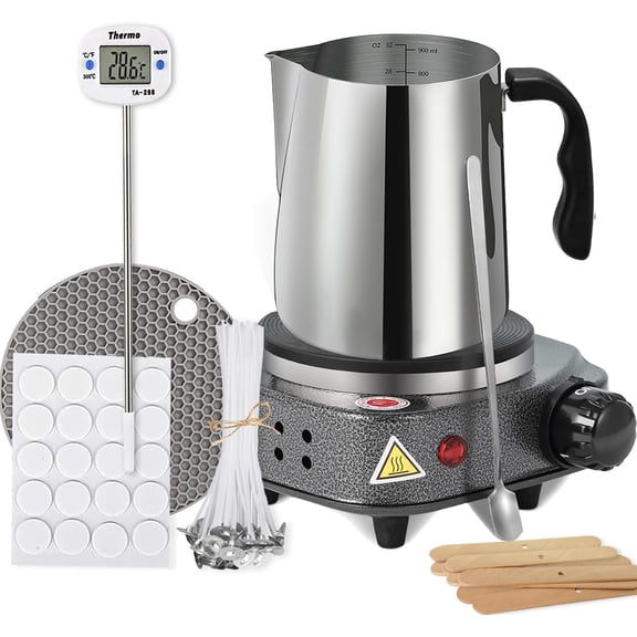 BBAXI Candle Making kit with Hot Plate,Wax Melter for Making,Candle Kit Beginners Melting Pot,Including Pot,Electric Stove,Thermometer, Wick,Anti-hot