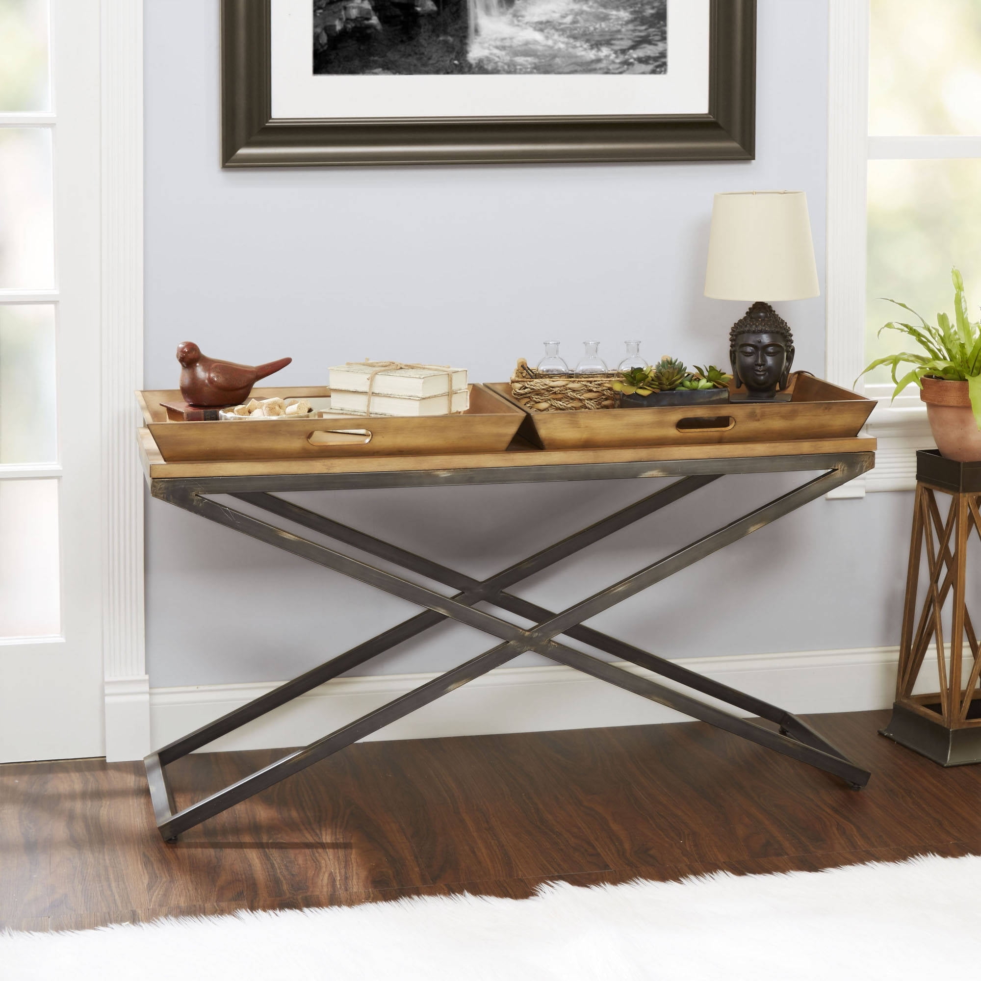 Calhoun Industrial Collection Console Table - Pine Wood Finish - Silverwood