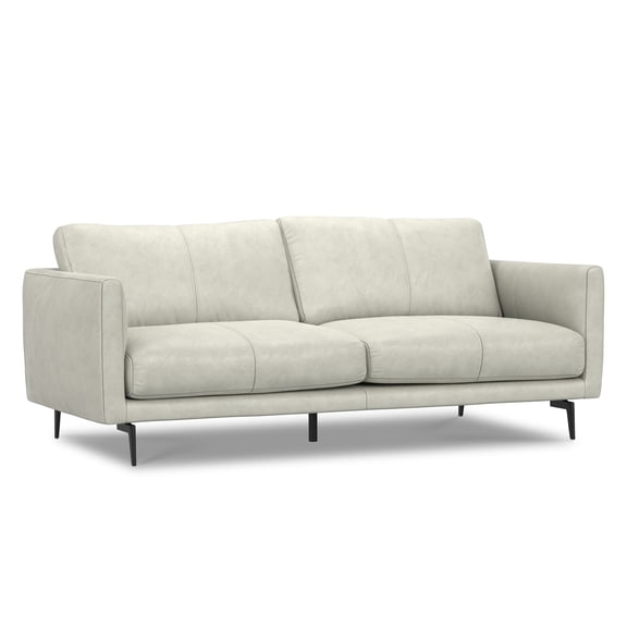 Stevens Modern 81 inch Wide Sofa in Light Smoke Gray Genuine Leather