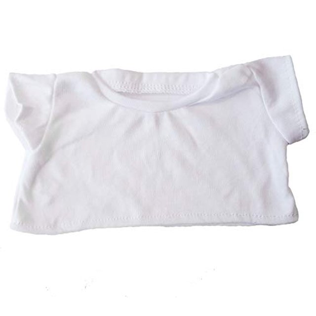 White Basic Tee Shirt Teddy Bear Clothes Fit 14" - 18" Build-a-bear, Vermont Teddy Bears, and Make Your Own Stuffed Animals Stuffems Toy Shop 1009