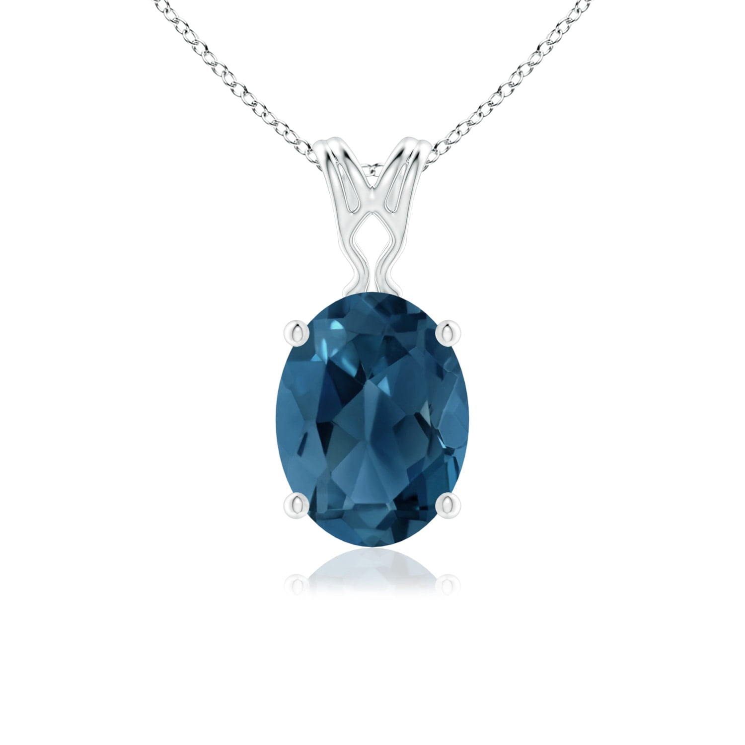 Angara 1.5 ct. London Blue Topaz Pendant Necklace8x6mm Oval London
