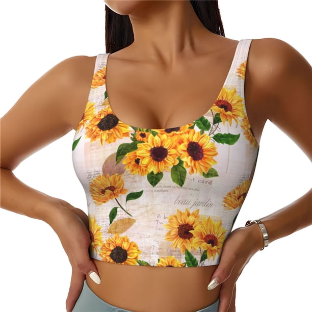 Balery Sunflower 5 Sujetadores deportivos con espalda cruzada para mujer, acolchados, sin costuras, de alto impacto, ideales para yoga, gimnasio, entrenamiento y fitness.-Large