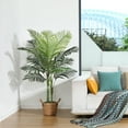 thumbnail image 4 of 2 Pack Artificial Golden Cane Palm Plants 5 Feet Fake Tree for Home Decor Indoor Outdoor Faux Areca Palm Tree in Pot for Home Office Perfect Housewarming Gift,Set of 2, 4 of 9