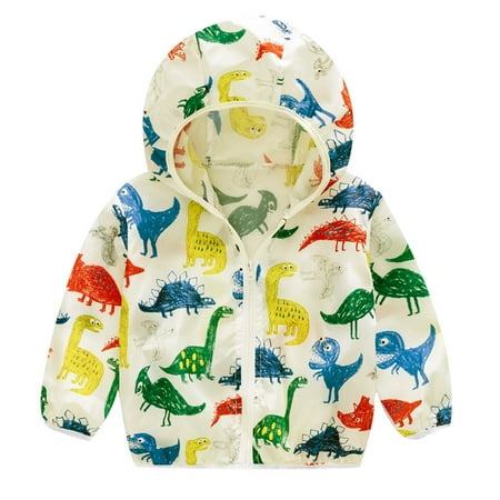 

SUWHWEA Toddler Kids Summer Sunscreen Jackets Printing Hooded Outerwear Zipper Coats in season Fall savings on Clearance