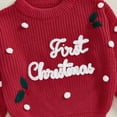 thumbnail image 5 of Miaouyo 0-18 Months Infant Baby Gilrs Boys Christmas Sweaters Long Sleeve Holly Leaf Letter Embroidery Knit Pullovers Jumper Tops, 5 of 7