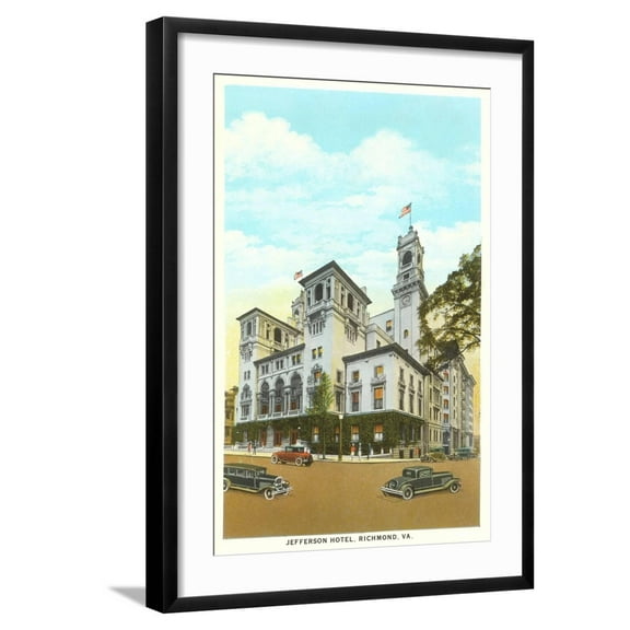 Art.com Jefferson Hotel, Richmond, Virginia Art Print, Black Frame Wall Art, 21" x 29"