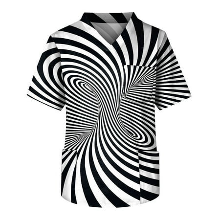 

Alrise Mens Scrub Tops Short Sleeve V-Neck Pocket T Shirts White 3X-Large