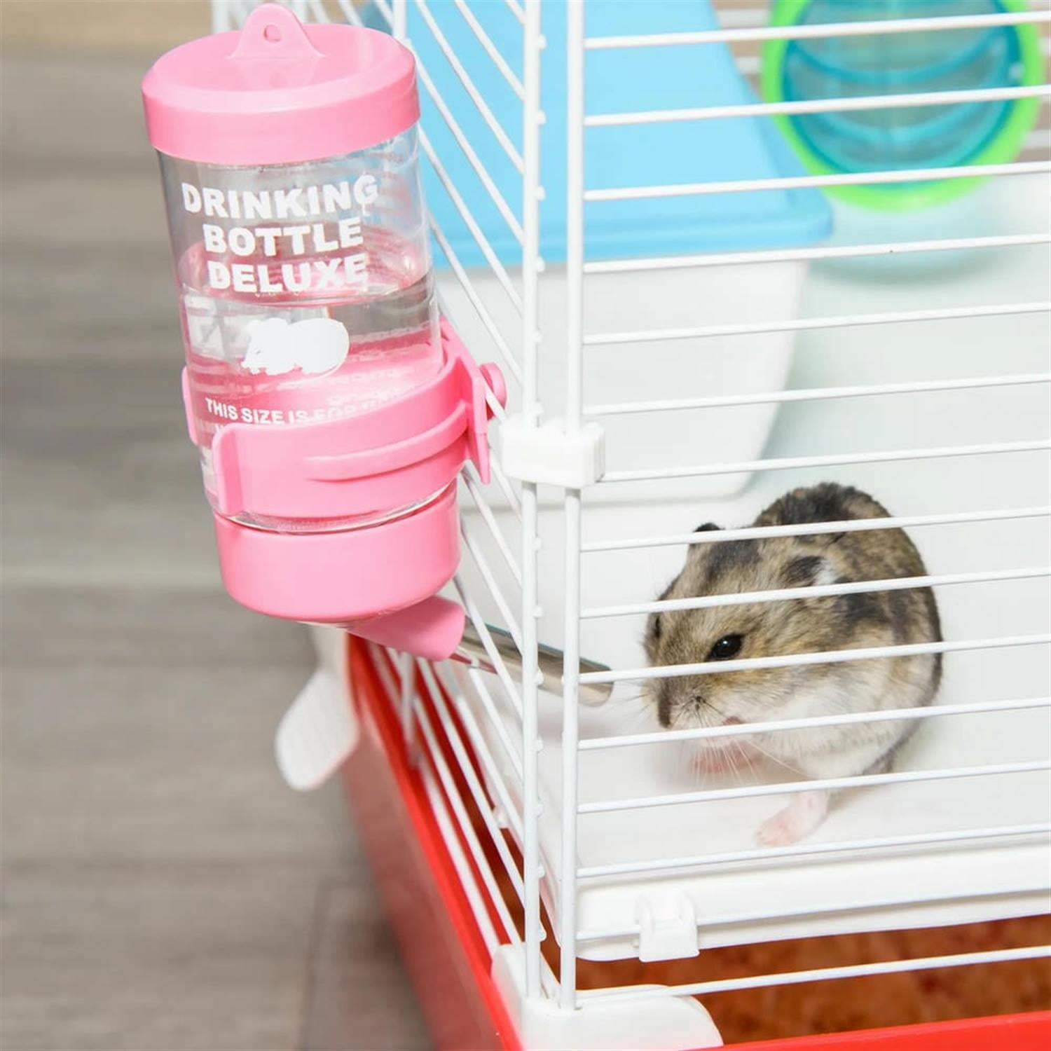 Kadyn 23" 2 Tiers Hamster Cage, Rodent Gerbil Mouse Mice Rat Wire Cage with Exercise Wheels and Water Bottle for Small Animal Habitats, Red