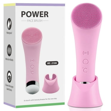 Facial Cleansing Brush, Ultrasonic Silicone Face Cleanser, 4 Function Modes, Rotating Magnetic Beads, Waterproof Rechargeable Portable Facial Brush
