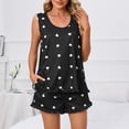 thumbnail image 2 of Conjunto de pijama con volantes y estampado de corazones para mujer, camiseta sin mangas con cuello redondo, pantalones cortos con bolsillo inclinado, ropa de dormir de 2 piezas, 2 of 6