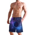 thumbnail image 2 of Dailycode Men's Quick Dry Swim Trunks Beach Shorts Casual Summer Board Shorts with Pockets, Blue Planet in Space, 2 of 8