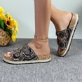 thumbnail image 3 of GJPBGK Women Sandals Women Double Buckle Slide Sandals Comfortable Cushion Insole Non-Slip Rubber Sole Good for Shopping, Parties & Casual Outings, 3 of 6