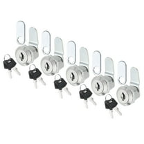 Uxcell 5/8" Cam Locks with Keys, 5 Pack File Drawer Secure Mailbox Replacement Lock Keyed Different, Silver Tone