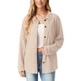 thumbnail image 5 of JWD Women's Blouses Long Sleeve Knitted Shacket Jacket Lightweight Button-Down Shirts Apricot L, 5 of 10
