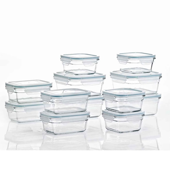 Glasslock Glass Oven Microwave Safe Food Storage Containers Set, 24 Count w/lids
