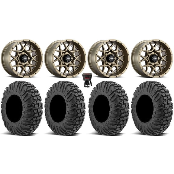 ITP Hurricane 15" Wheels Bronze 32" MotoVator Tires Can-Am Maverick X3 / Honda Pioneer 1000 / Talon