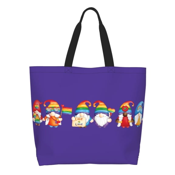Saiise Happy Pride Gnome Pattern Shoulder Tote Bag Handle Satchel Handbag For Women Work College Travel Business Shopping Casual
