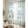 thumbnail image 5 of Daisy Spring Floral Sheer Curtains 84 Inch Length 2 Panels Set for Living Room/Bedroom, Eucalyptus Leaves Watercolor Wooden Kitchen Curtains Grommet Semi-Sheer Curtains Window Treatments 52"x84"x2, 5 of 7